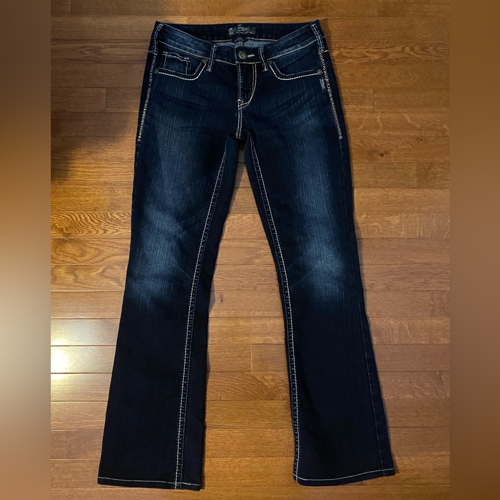 Silver Jeans Aiko Bootcut Dark Blue Wash W28 / L30 Thick Stitching
